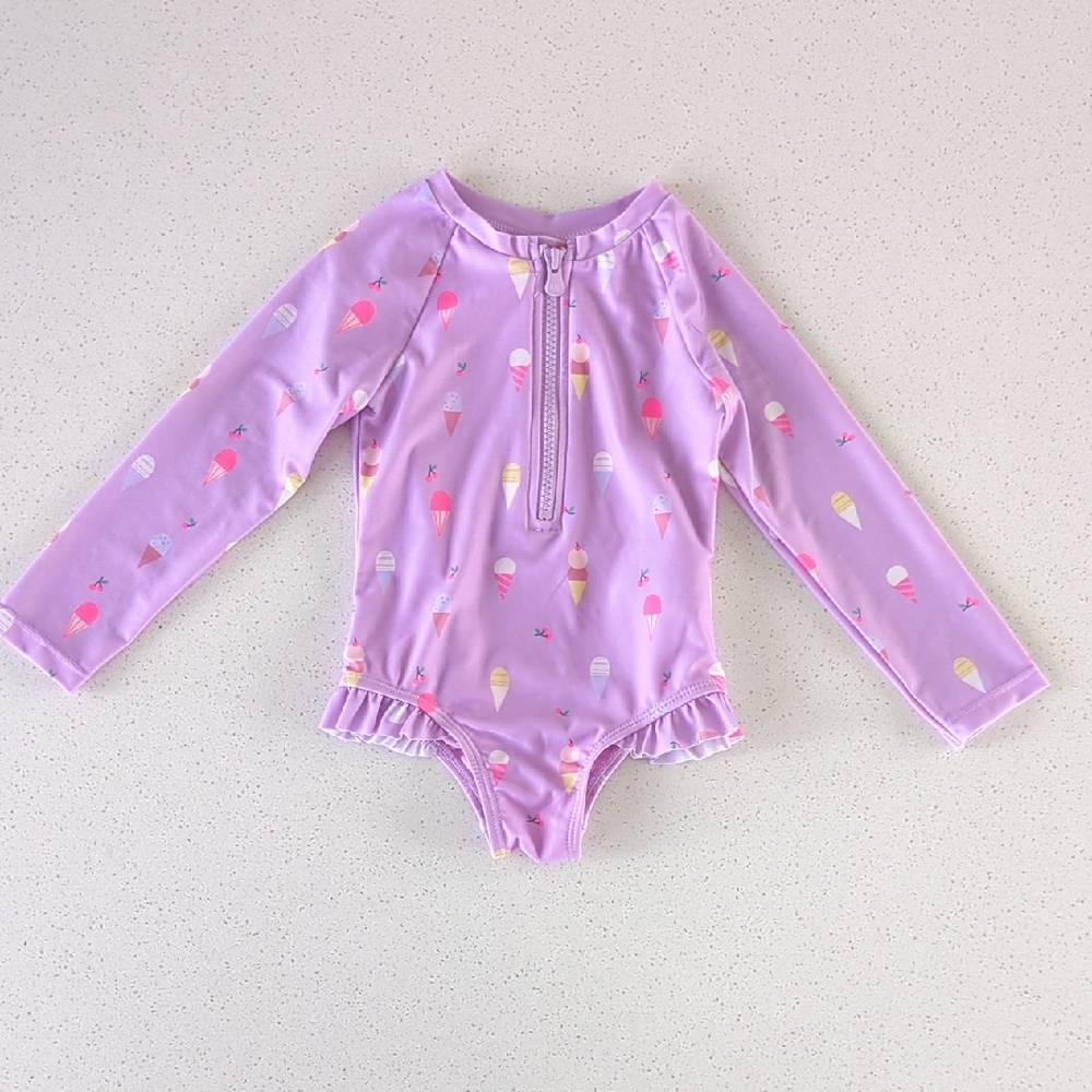 Kids Long Sleeve Purple Swimsuit